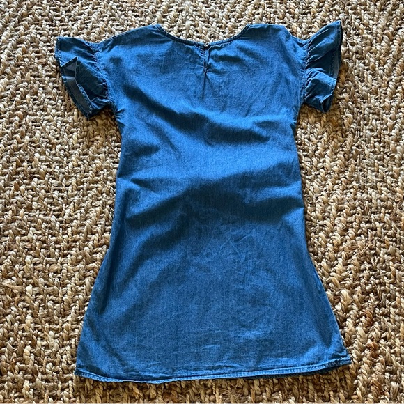Lucky Brand Chambray Dress Denim Blue Embroidered Little Girls Medium - Picture 10 of 14